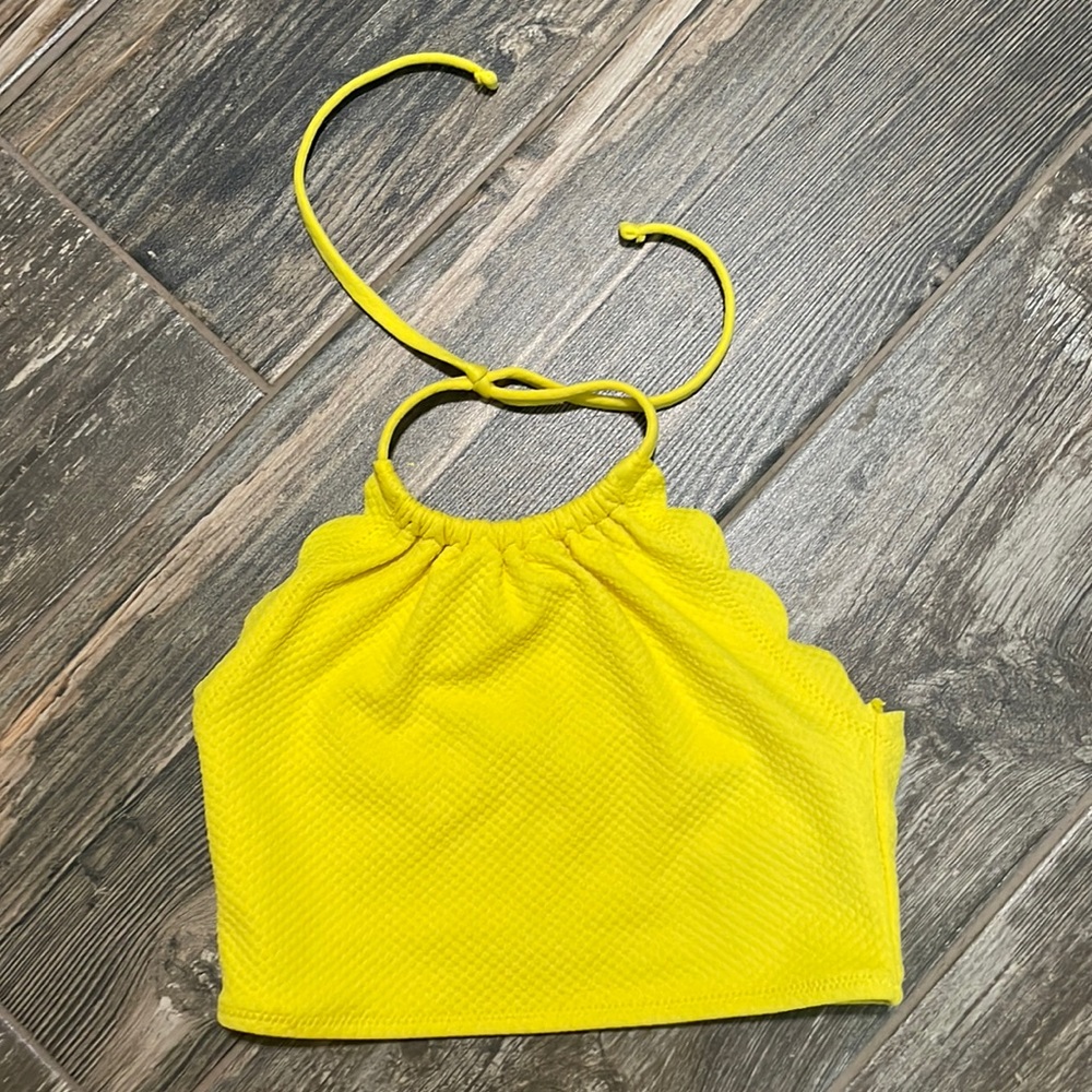 scalloped edge bikini top for girls. never swam in before
